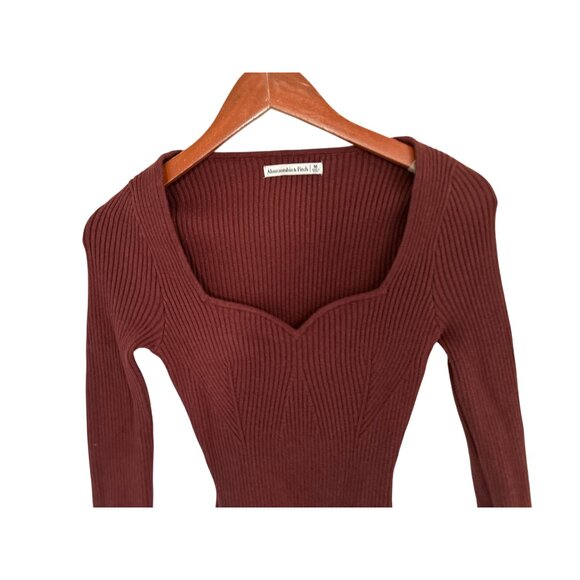 Abercrombie & Fitch Sweater Bodysuit Knit Cotton Blend sweetheart neckline Size - Picture 3 of 9
